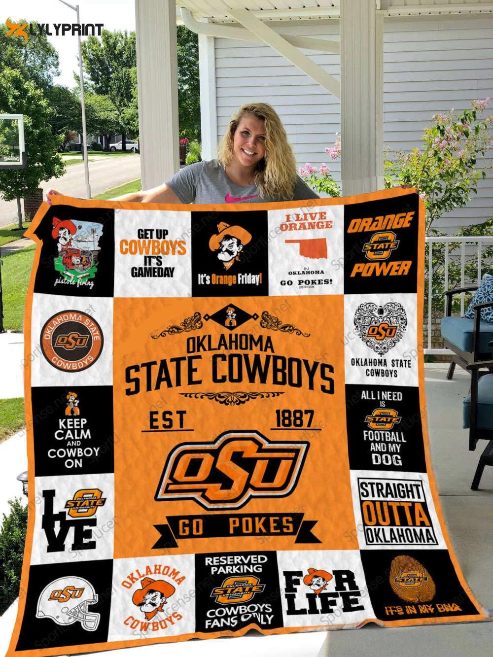 Oklahoma State Cowboys 1 Quilt Blanket For Fans Home Decor Gift , Soft Quilt, King Size, All Season Cozy Quilt QB0901