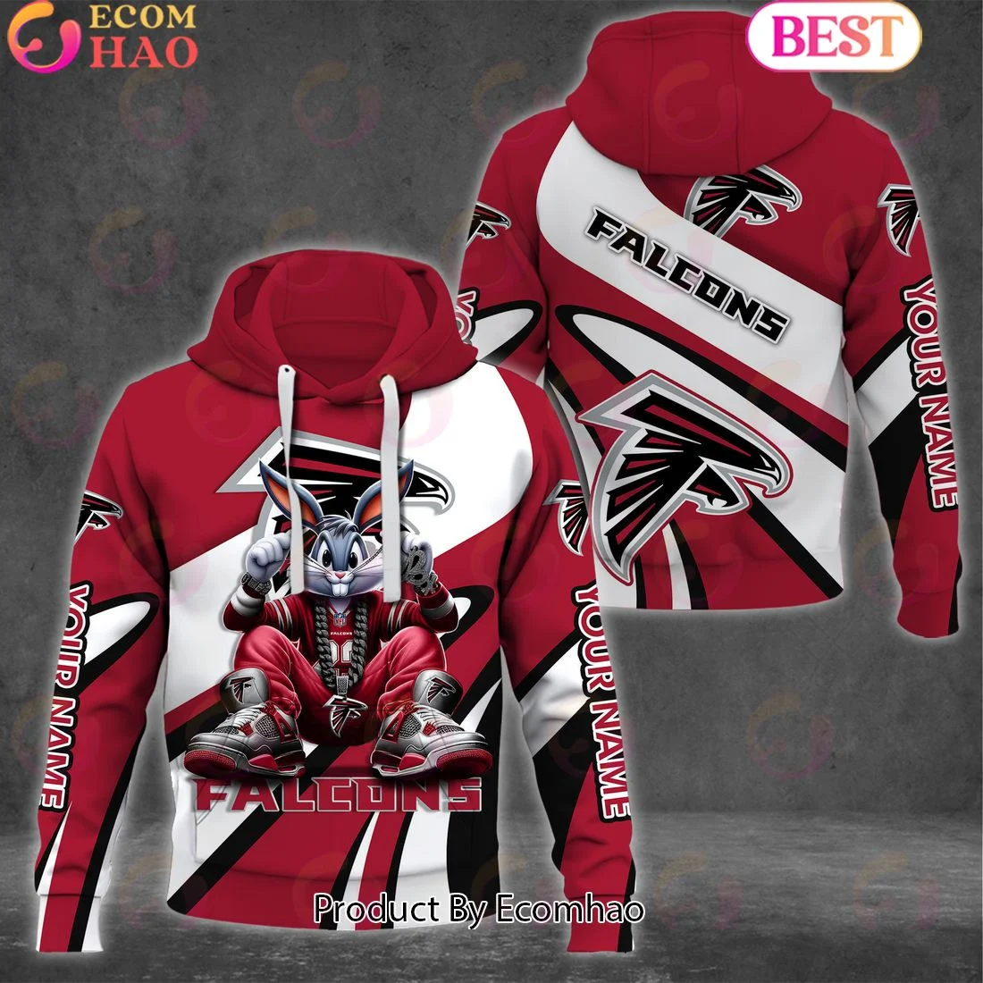 Custom Name Atlanta Falcons Bugs Bunny Sport Clothing 3D Hoodie, Zip Hoodie, Man - Women, Warm, Premium Quality HZ0501
