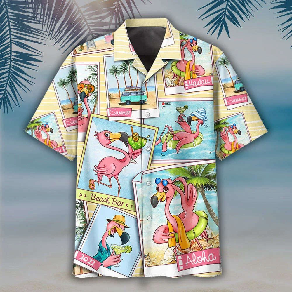 Summer Flamingo Polaroid Photos Hawaiian Shirt, Gift For Men And Women HW0601