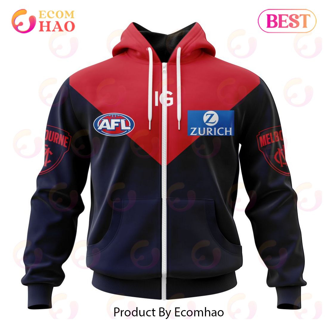 AFL Melbourne Football Club Home Kits 2023 3D Hoodie, Zip Hoodie, Man - Women, Warm, Premium Quality HZ0501