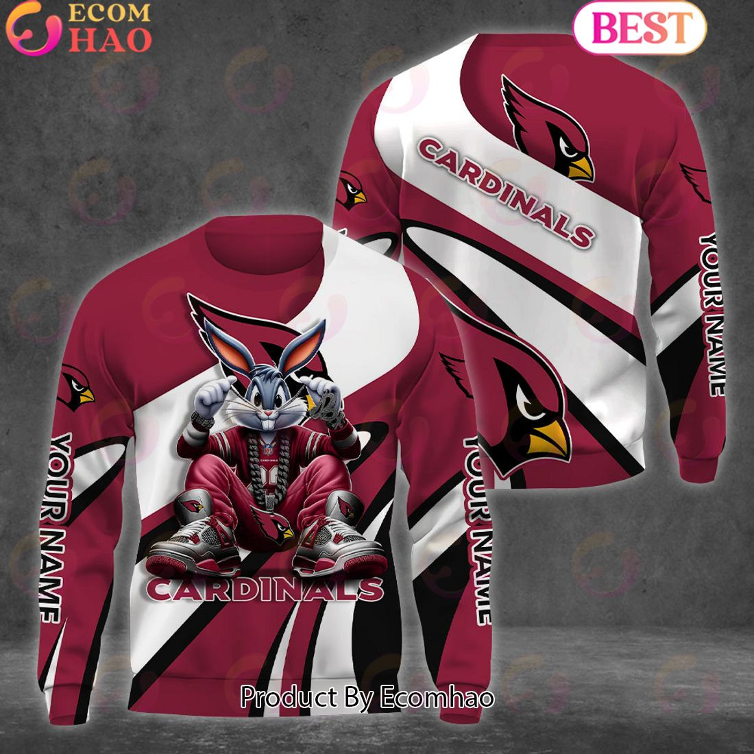 Custom Name Arizona Cardinals Bugs Bunny Sport Clothing 3D Hoodie, Zip Hoodie, Man - Women, Warm, Premium Quality HZ0501