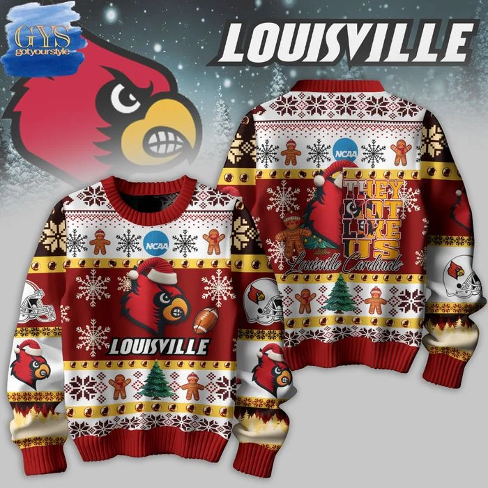 Louisville Cardinals They Not Like Us Ugly Christmas Sweater , Cozy Soft Unisex Pullover SW0601