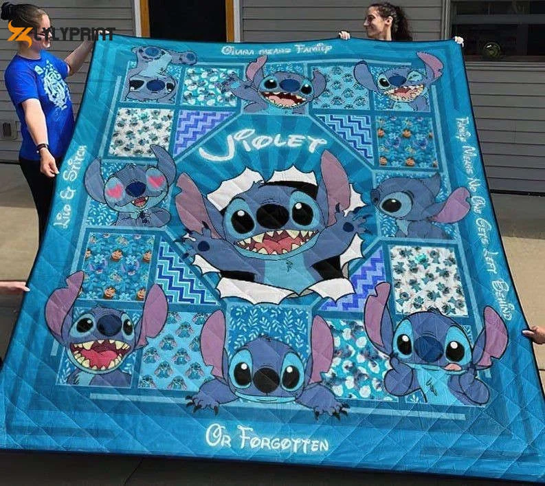 Stitch And Lilo Ohana Means Family Violet Or Forgotten Fan Gift Idea Quilt Blanket For Fans Home Decor Gift 49 ,  Soft Quilt, King Size, All Season Cozy Quilt QB0901
