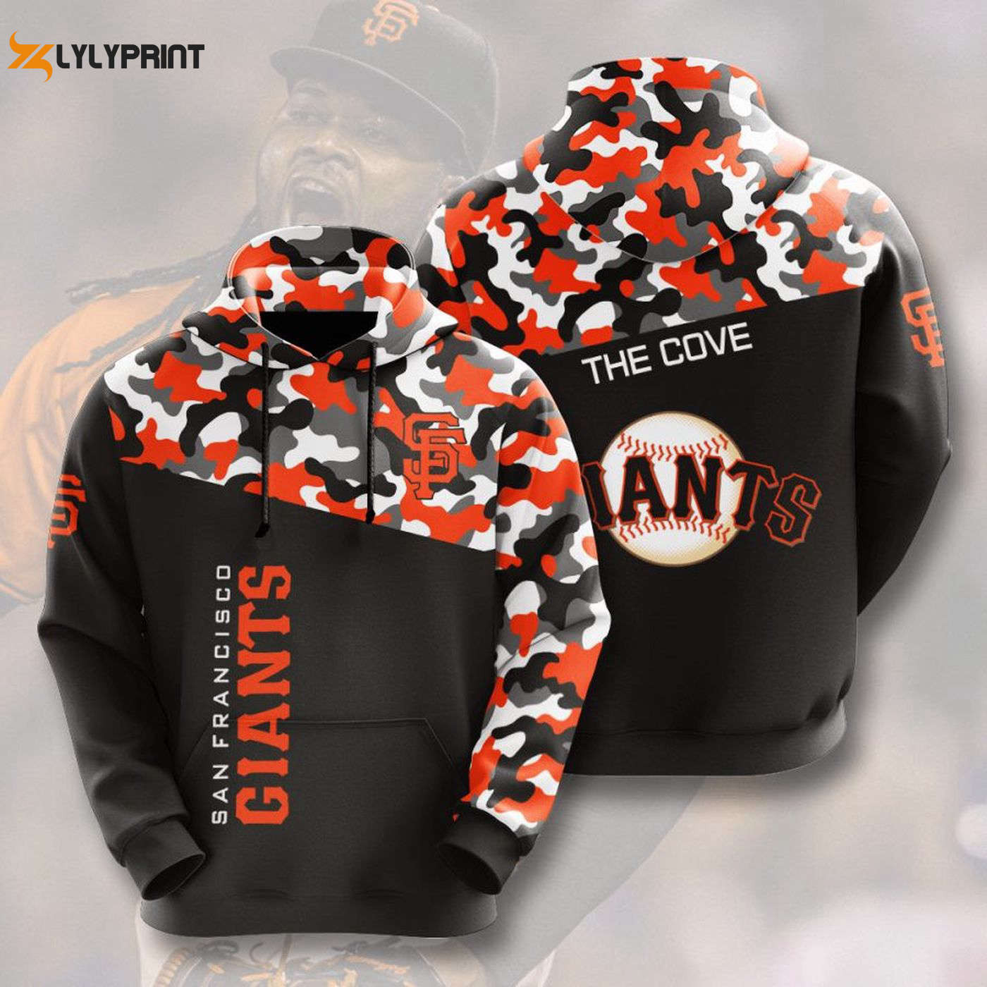San Francisco Giants Orange Black Camo Hoodie Stylish AOP Shirt for Baseball Fans HZ0501