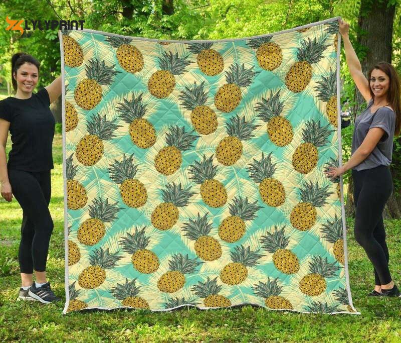 Tropical Vintage Pineapple 3D Customized Quilt , Soft Quilt, King Size, All Season Cozy Quilt QB0901