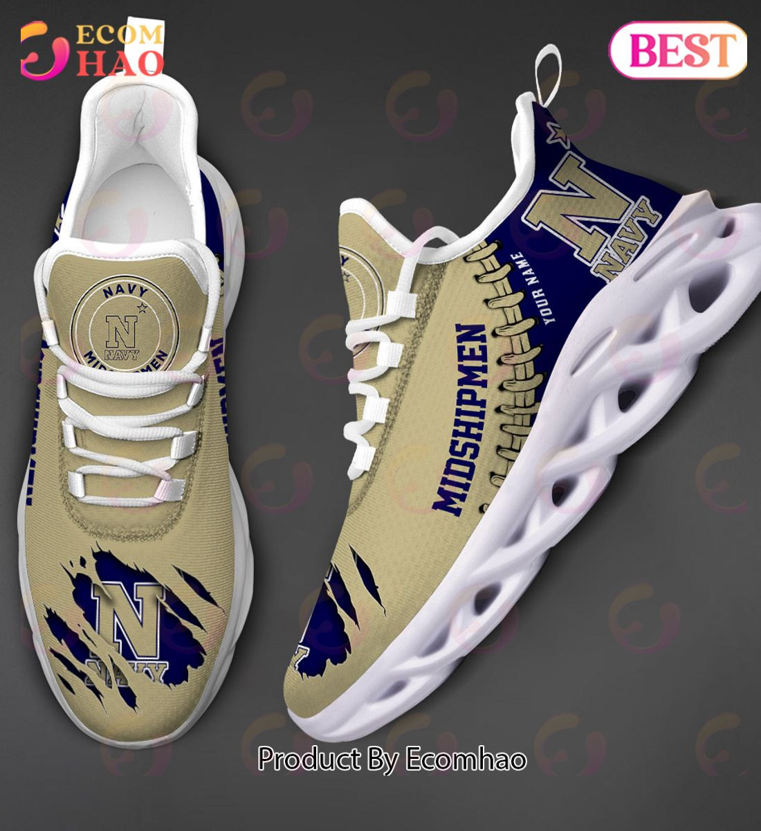 Navy Midshipmen Max Soul Shoes Custom Name  Unisex sneakers MS0601