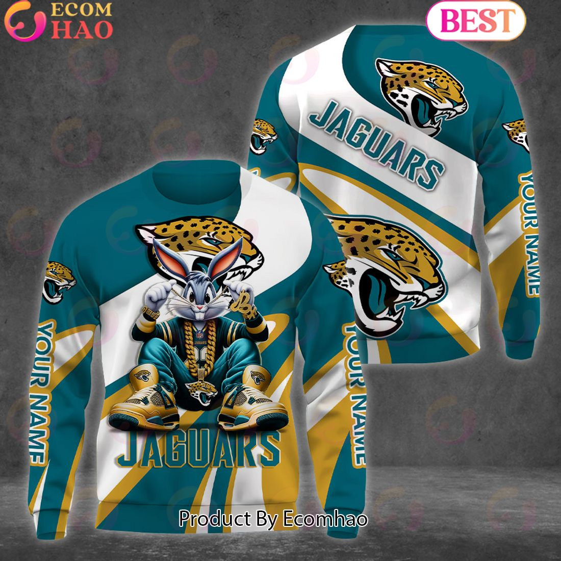 Custom Name Jacksonville Jaguars Bugs Bunny Sport Clothing 3D Hoodie, Zip Hoodie, Man - Women, Warm, Premium Quality HZ0501