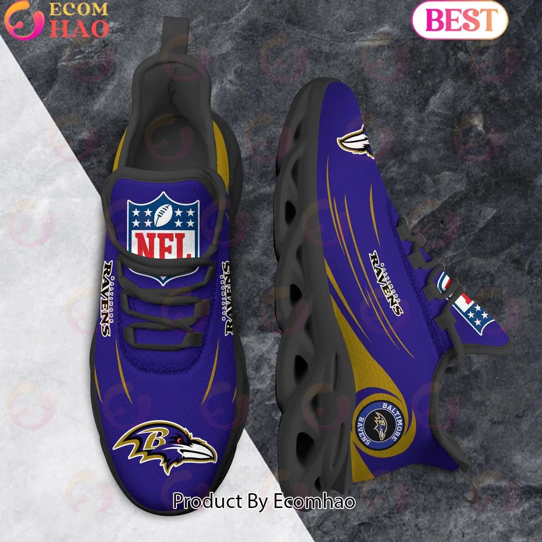 Baltimore Ravens Clunky Sneakers Max Soul Shoes  Unisex sneakers MS0601