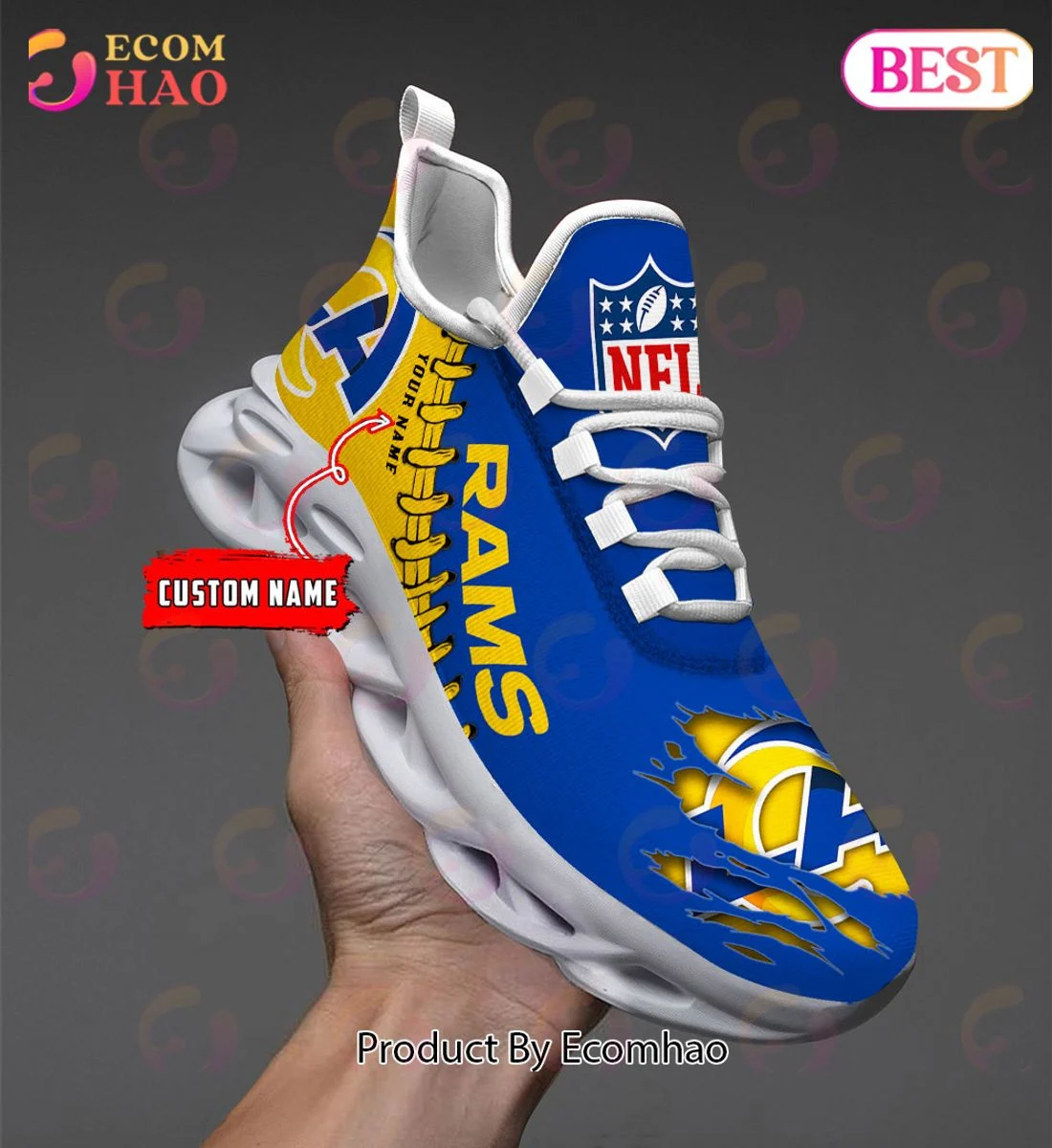 Los Angeles Rams Max Soul Shoes Custom Name  Unisex sneakers MS0601