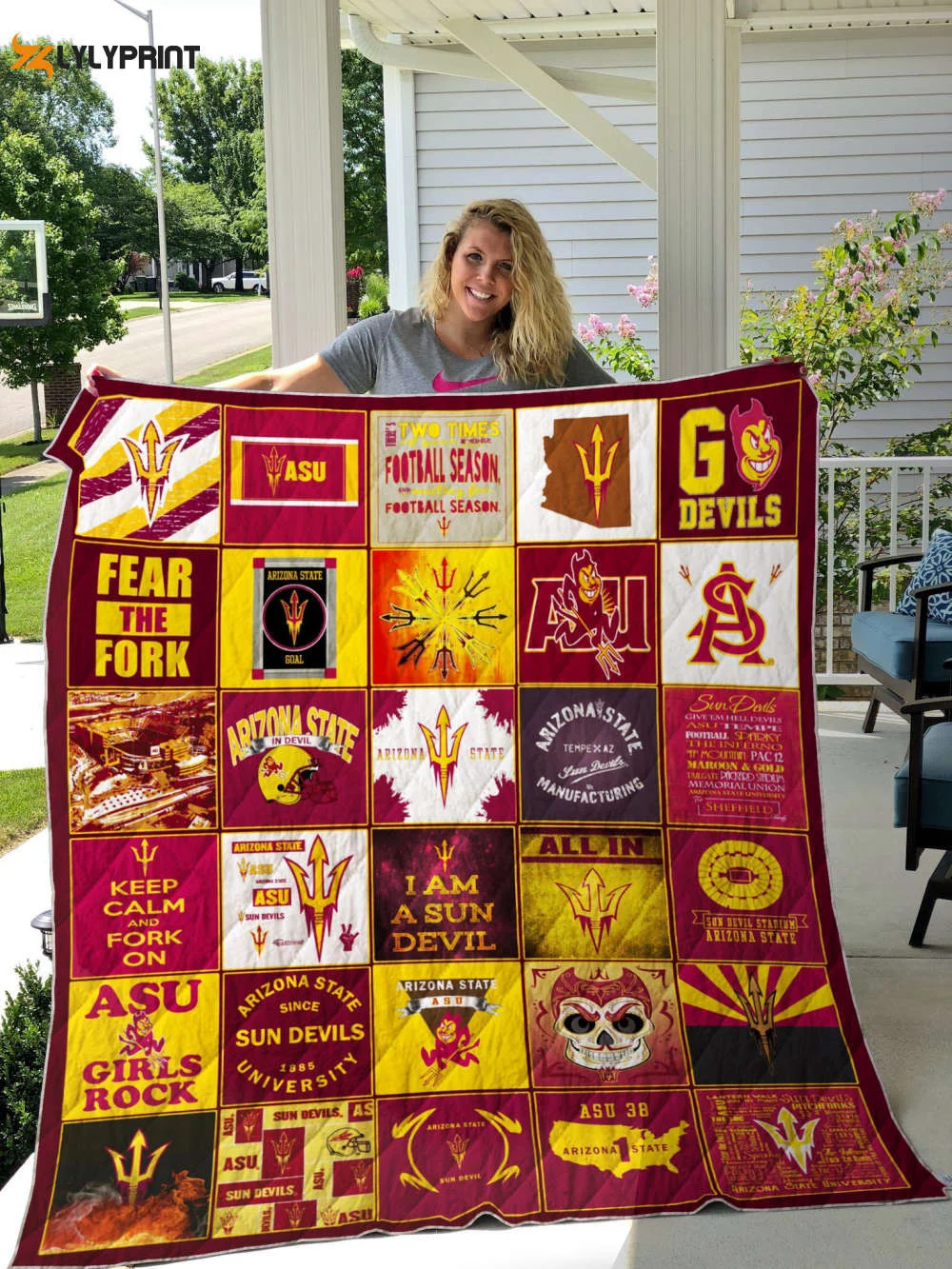 Arizona State Sun Devils 3 Quilt Blanket For Fans Home Decor Gift , Soft Quilt, King Size, All Season Cozy Quilt QB0901