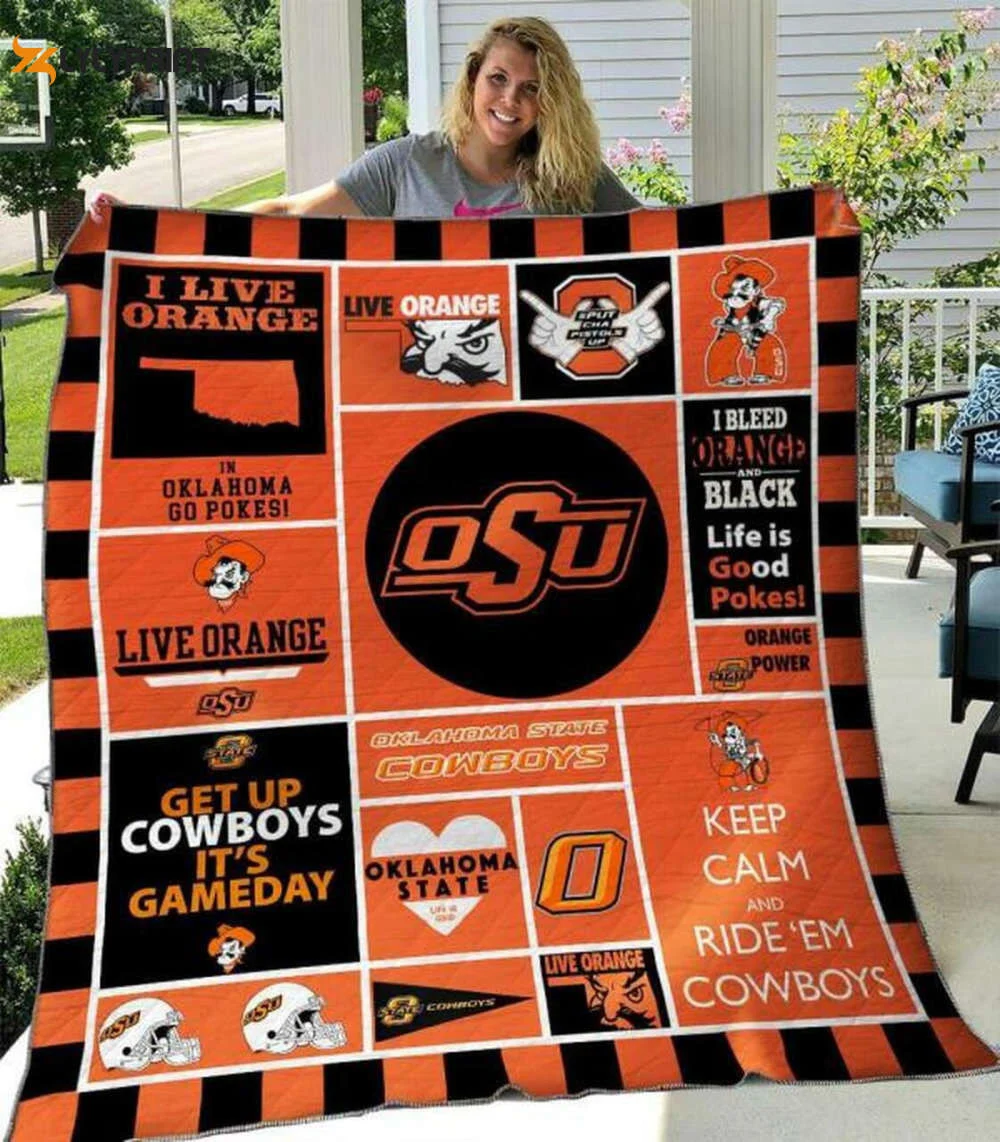 Oklahoma State Cowboys Quilt Blanket For Fans Home Decor Gift , Soft Quilt, King Size, All Season Cozy Quilt QB0901