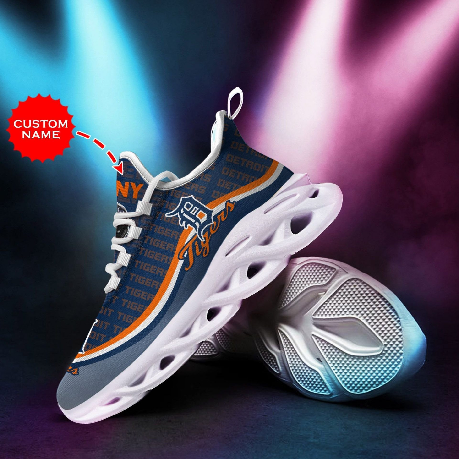 MLB Detroit Tigers Custom Name Max Soul Shoes V2 Unisex Women Men MS0601