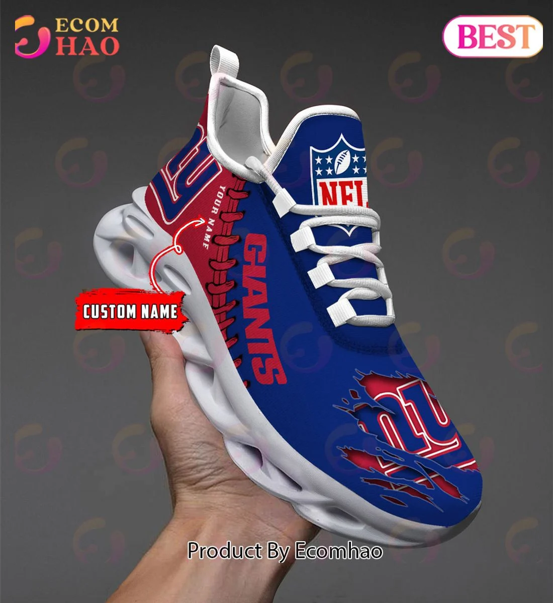 New York Giants Max Soul Shoes Custom Name  Unisex sneakers MS0601