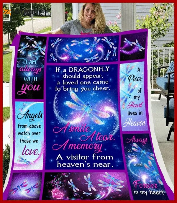 Dragonfly A Visitor From Heaven Christmas Gift 3D Quilt Blanket , Soft Quilt, King Size, All Season Cozy Quilt QB0901