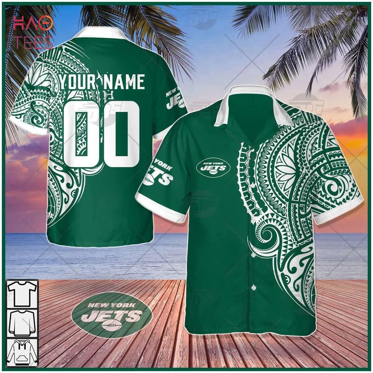 Summer Personalize NFL New York Jets Polynesian Tattoo Design Hawaiian Shirt 2023 HW0601