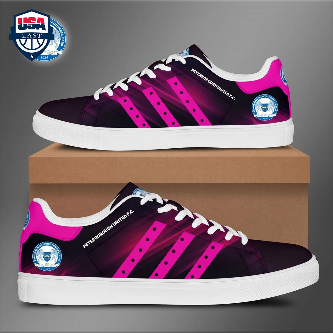 EFL Peterborough United FC Pink Stripes Stan Smith Shoes , Trendy Style Sneakers ST0801