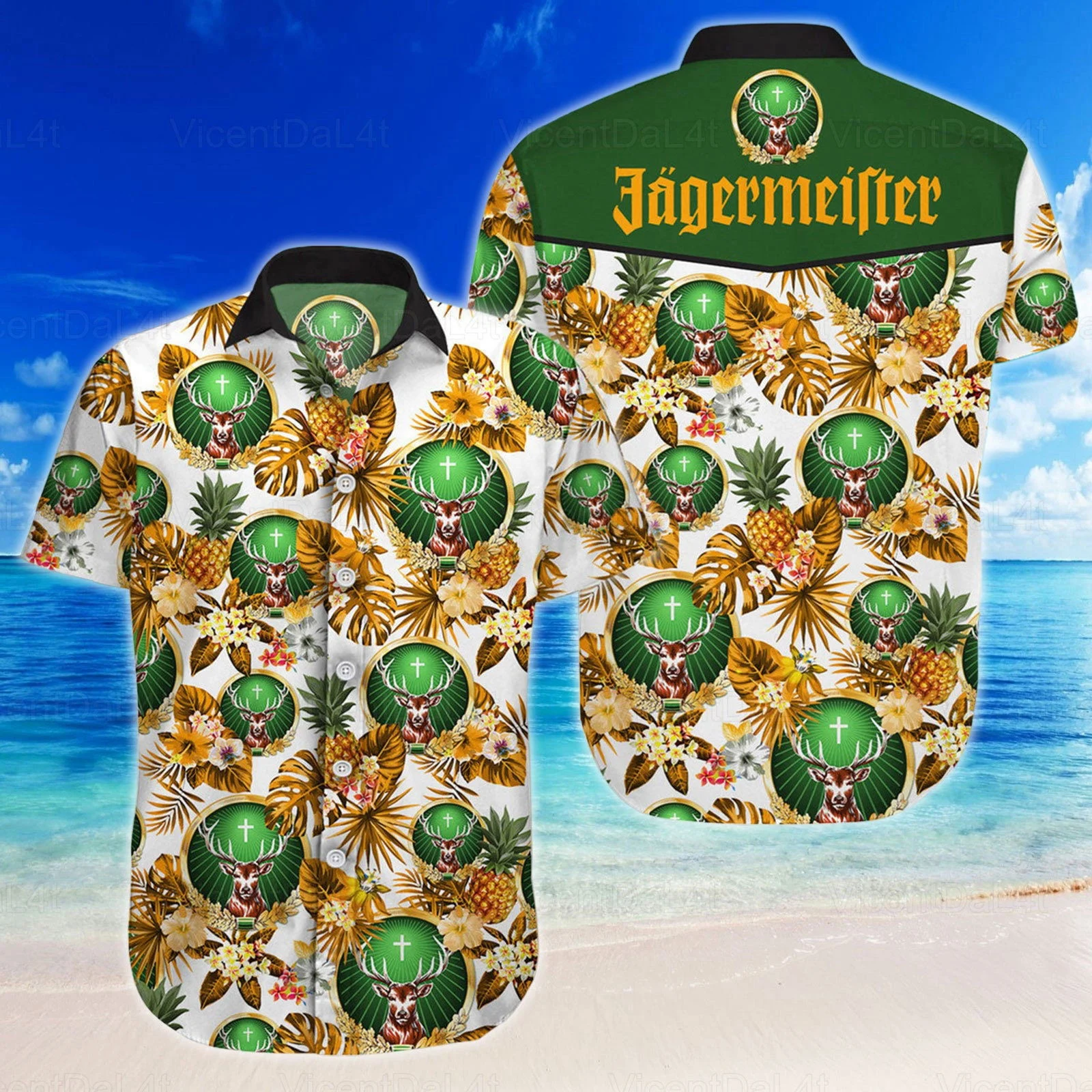Jagermeister Gifts Button Up Shirts Aloha Shirts Men Wine Lover Shirts HW0601