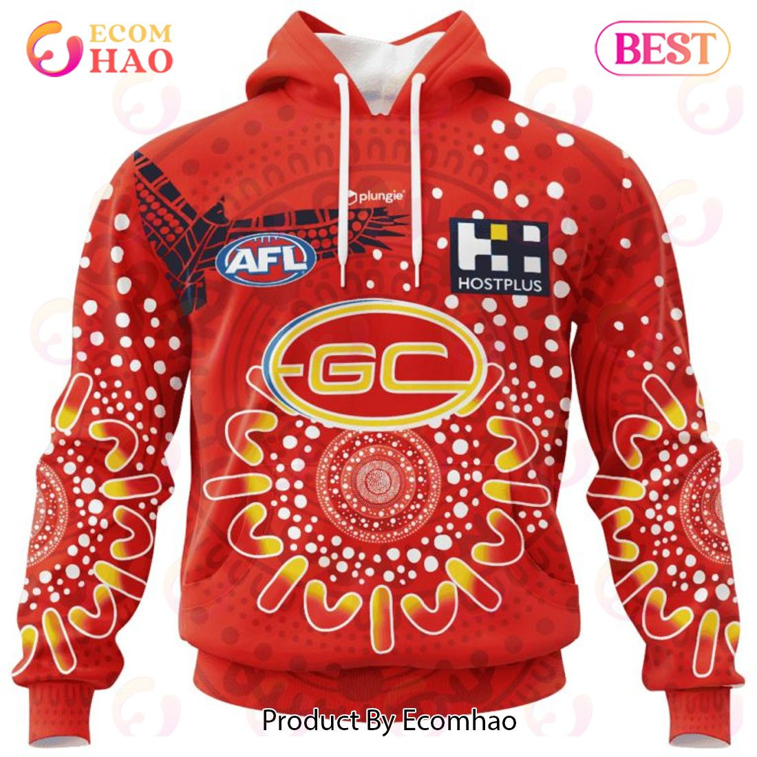 AFL Gold Coast Suns Special Indigenous Design 3D Hoodie, Zip Hoodie, Man - Women, Warm, Premium Quality HZ0501