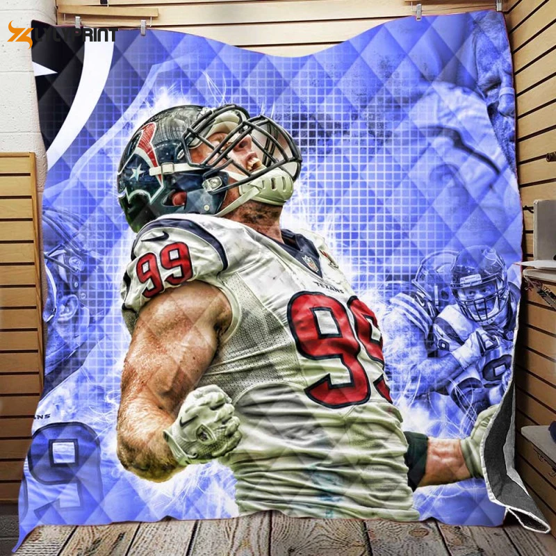 JJ Watt Houston Texans ExcitingFootball Player 3D Full Printing Quilt Home Decor 2024 Gifts Home Decor 2024 Gifts , Soft Quilt, King Size, All Season Cozy Quilt QB0901