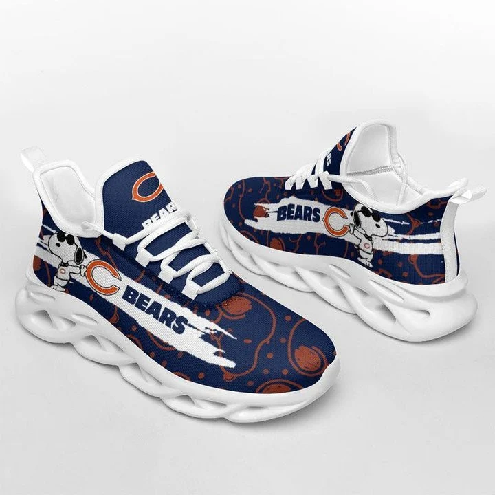 NFL Chicago Bears Dark Blue Snoopy Bring Logo Max Soul Shoes for Women and Men MS0601