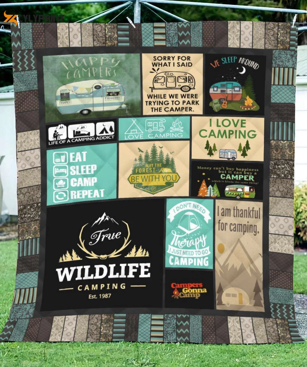 True Wildlife Camping 3D Customized Quilt Blanket Gift For Home Decor ,  Soft Quilt, King Size, All Season Cozy Quilt QB0901