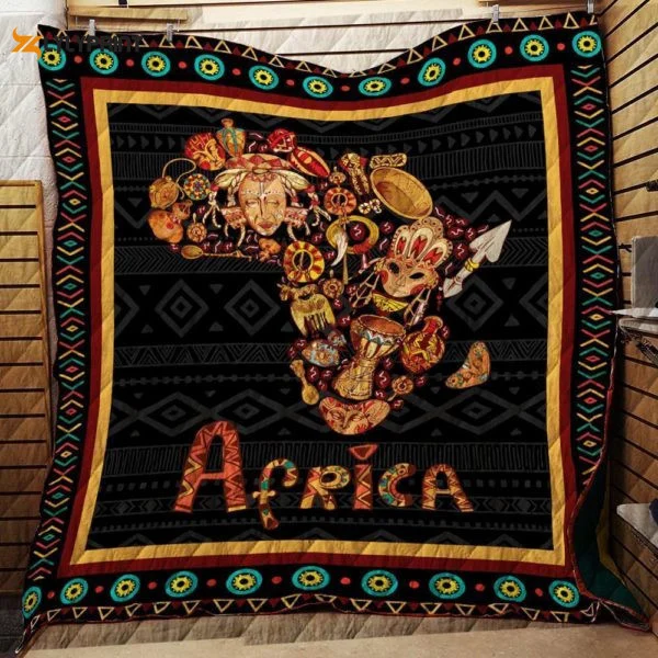 Africa Map Style 3D Customized Quilt Blanket , Soft Quilt, King Size, All Season Cozy Quilt QB0901