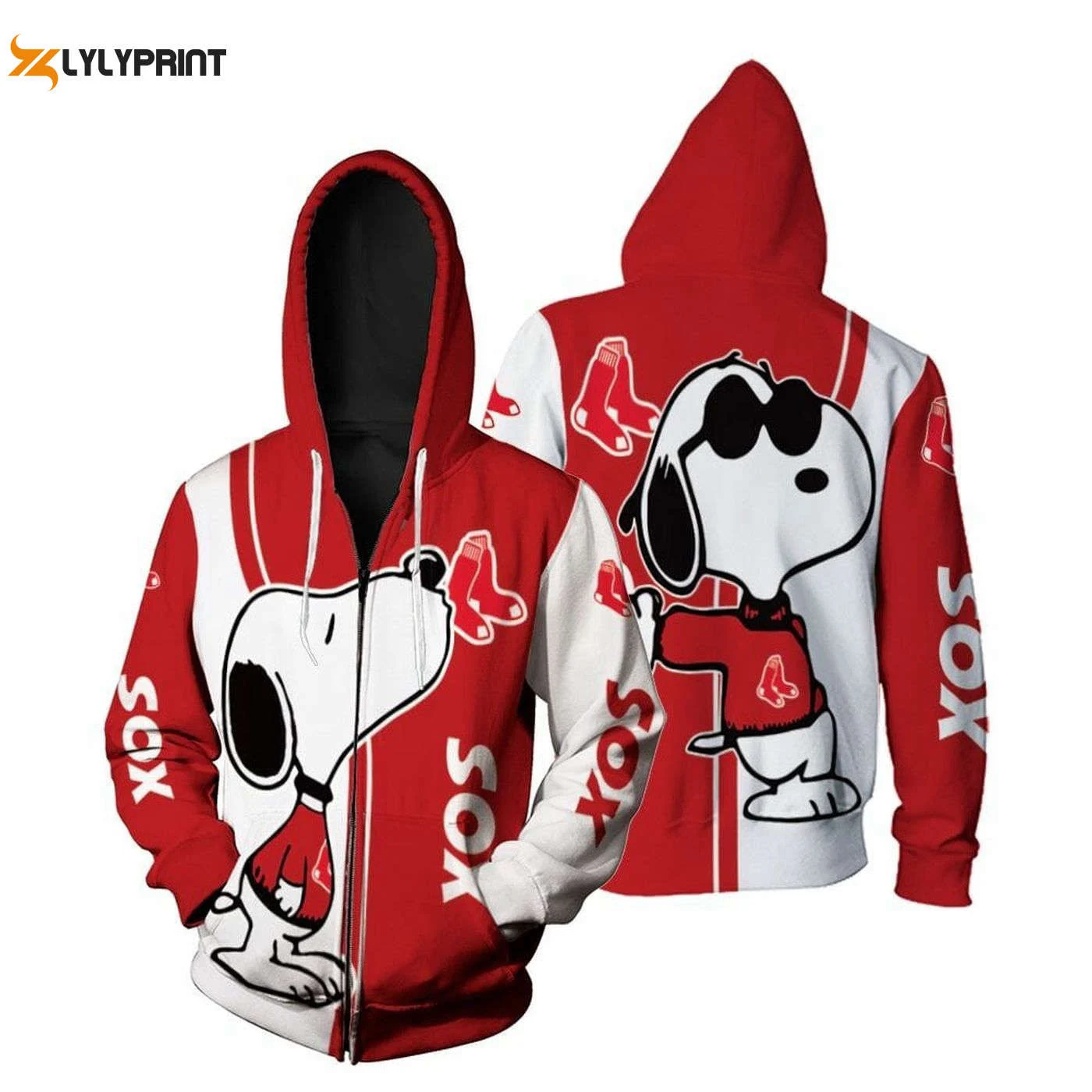 Boston Red Sox Snoopy Zip Up Hoodie - A Fun and Stylish Way to Show Your Team Spirit HZ0501
