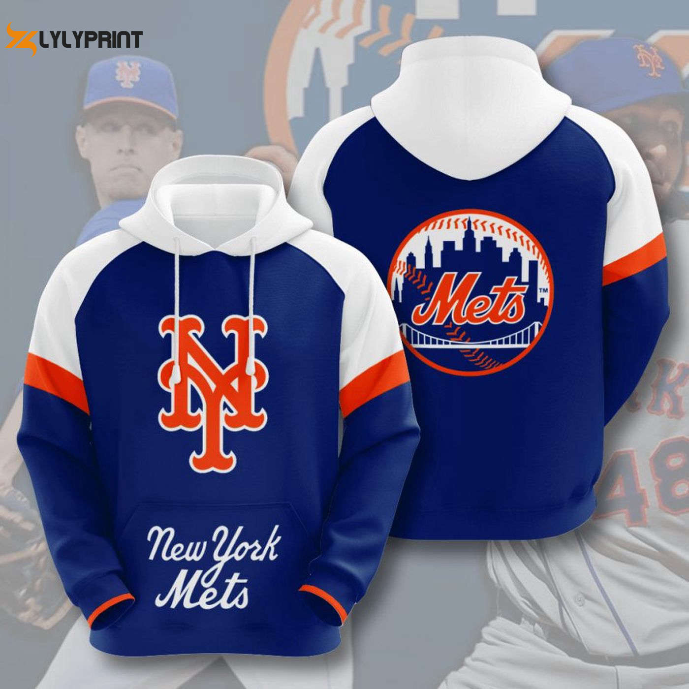 New York Mets Blue Pullover Hoodie AOP Shirt – Stylish & Cozy Team Apparel HZ0501