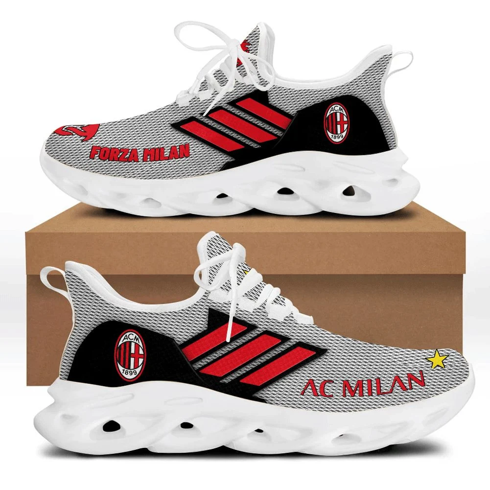 Custom AC Milan Grey Red Line Max Soul Shoes Men Women MS0601
