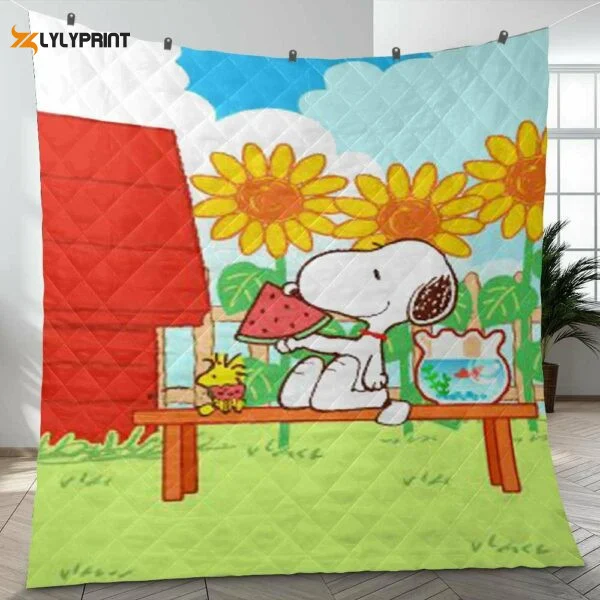 Snoopy's Summer Peanuts 2098 Christmas Gifts Lover Quilt Blanket For Fans Home Decor Gift ,  Soft Quilt, King Size, All Season Cozy Quilt QB0901