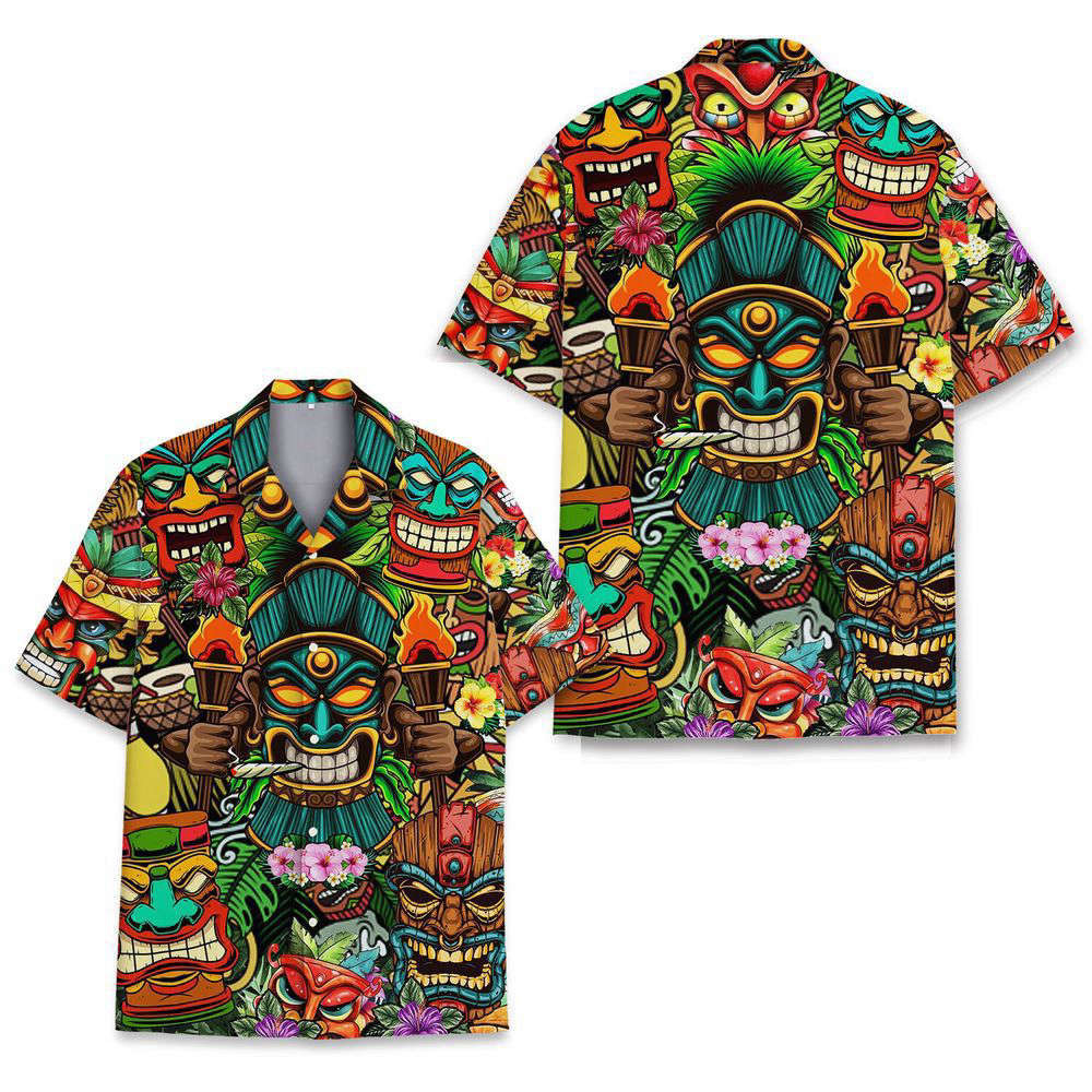 Tropical Tiki Head Hawaiian Shirt, Gift For Men And Women HW0601