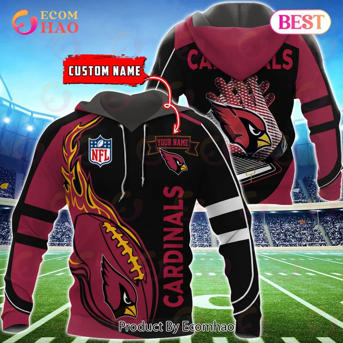 Arizona Cardinals Custom Name Hoodie, Baseball Jacket, T-Shirt, Zipper, Sweatshirt, Zip Hoodie, Man – Women, Warm, Premium Quality HZ0501