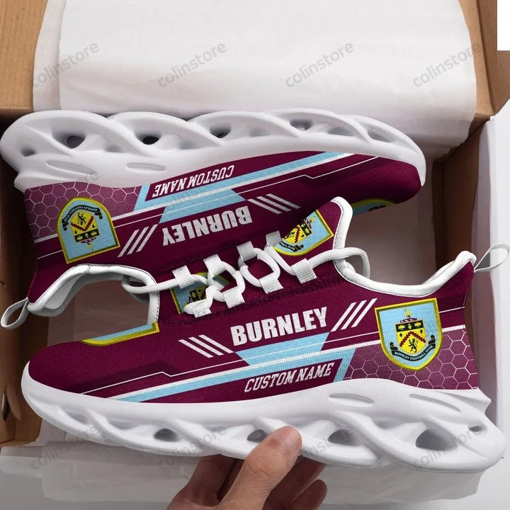 Burnley FC Custom Name Brown Blue Max Soul Shoes V2 Women Men MS0601