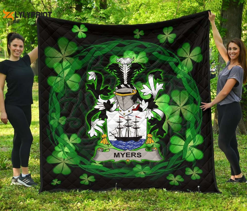 Myers Ireland Irish Celtic Shamrock Knot Circle 3D Customized Quilt ,  Soft Quilt, King Size, All Season Cozy Quilt QB0901