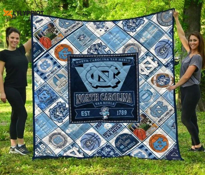 North Carolina Tar Heels Quilt Blanket For Fans Home Decor Gift , Soft Quilt, King Size, All Season Cozy Quilt QB0901