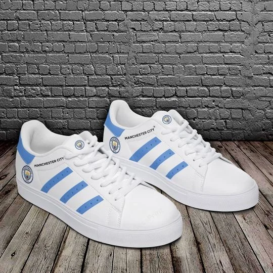 Manchester City White Sky Blue Stan Smith Shoes for Ladies Men, Trendy Style Sneakers ST0801