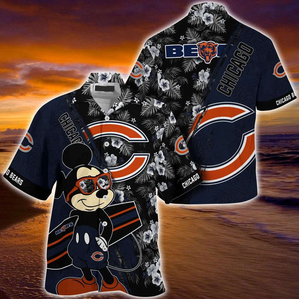 Chicago Bears NFL-Summer Hawaii Shirt Mickey And Floral Pattern For Sports Fans HW0601