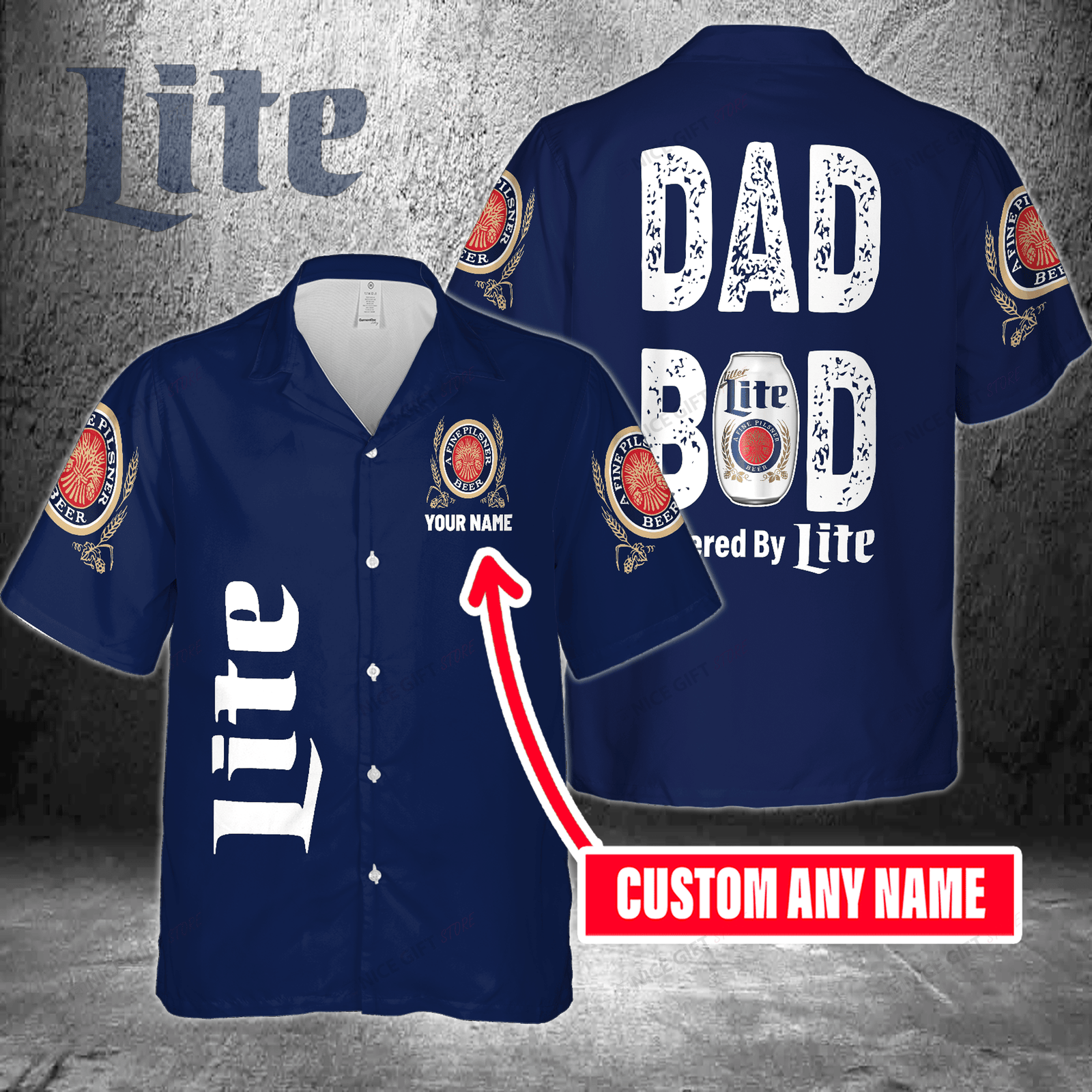 Dad Bod Powered By Miller Lite Custom Name Hawaiian Shirt For Men And Women HW0601