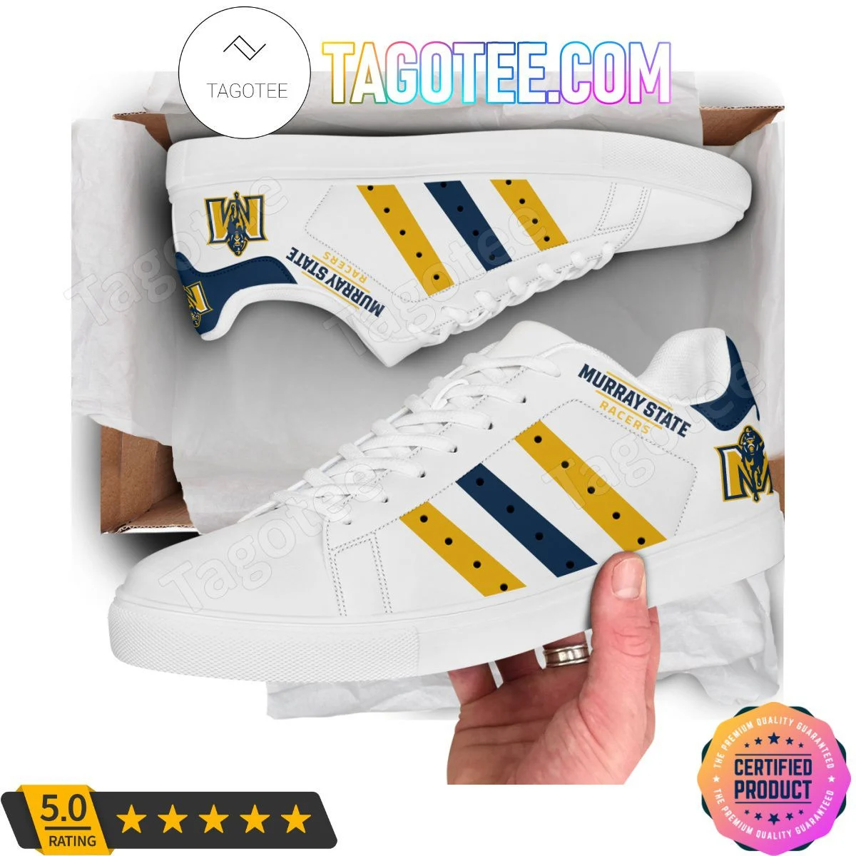 NCAA Murray State Racers White Stan Smith Shoes , Trendy Style Sneakers ST0801