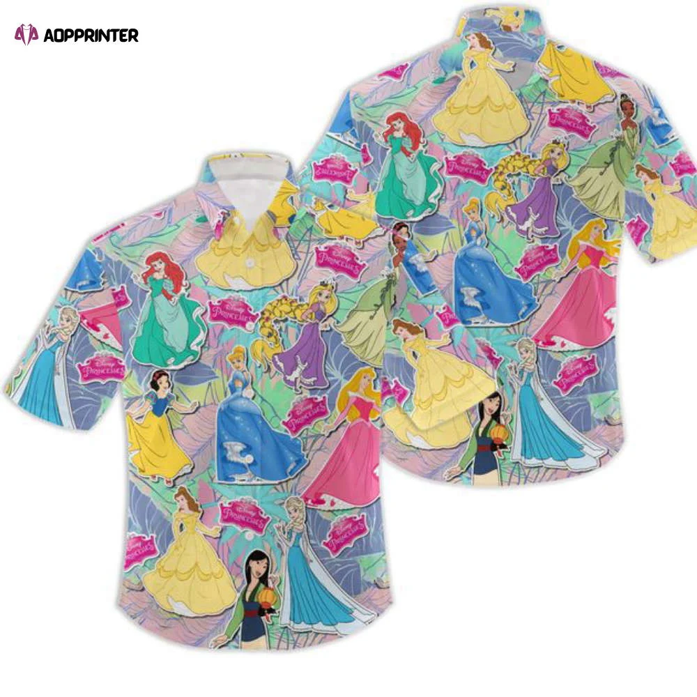 Princess Disney Hawaiian Summer Tropical Print Vacation Button Down Shirt HW0601
