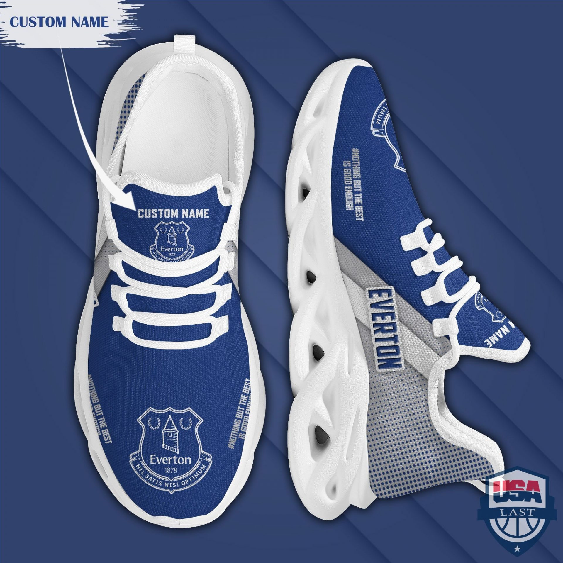 Everton FC Royal Custom Name Max Soul Shoes for Men and Women MS0601