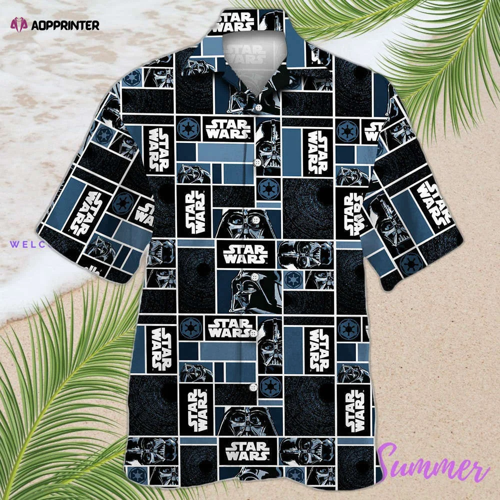 Star Wars Darth Vader Geometric Pattern Black Hawaiian Shirt Shorts Summer 2023 Hot HW0601