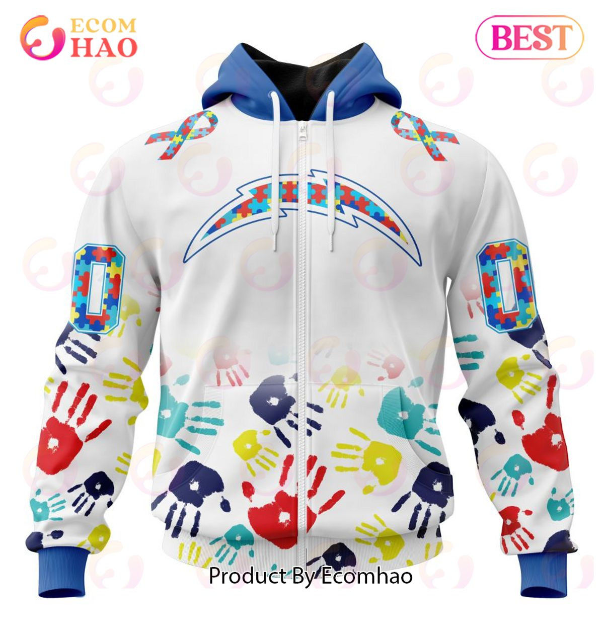 Best Los Angeles Chargers Autism Awareness Collection 3D Hoodie, Zip Hoodie, Man - Women, Warm, Premium Quality HZ0501