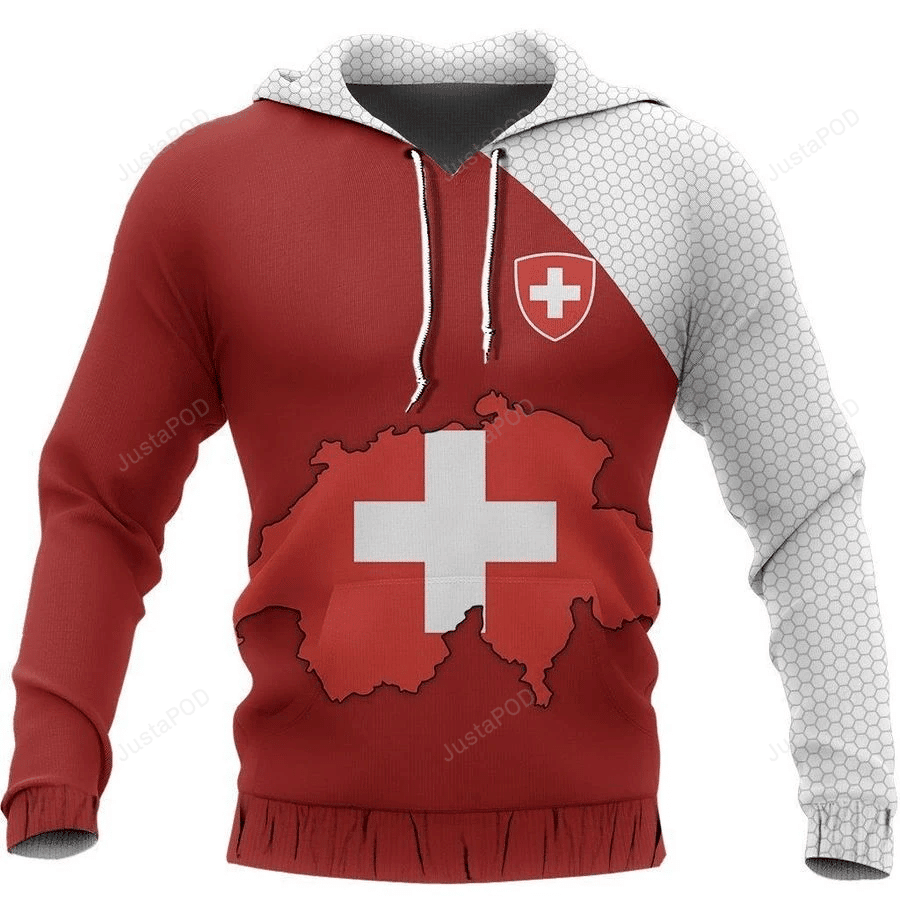 Switzerland Map Red 3D All Over Printed Hoodie, Zip- Up Hoodie HZ0501
