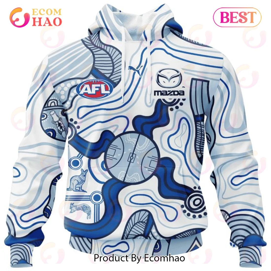 AFL North Melbourne Football Club Special Indigenous Design 3D Hoodie, Zip Hoodie, Man - Women, Warm, Premium Quality HZ0501