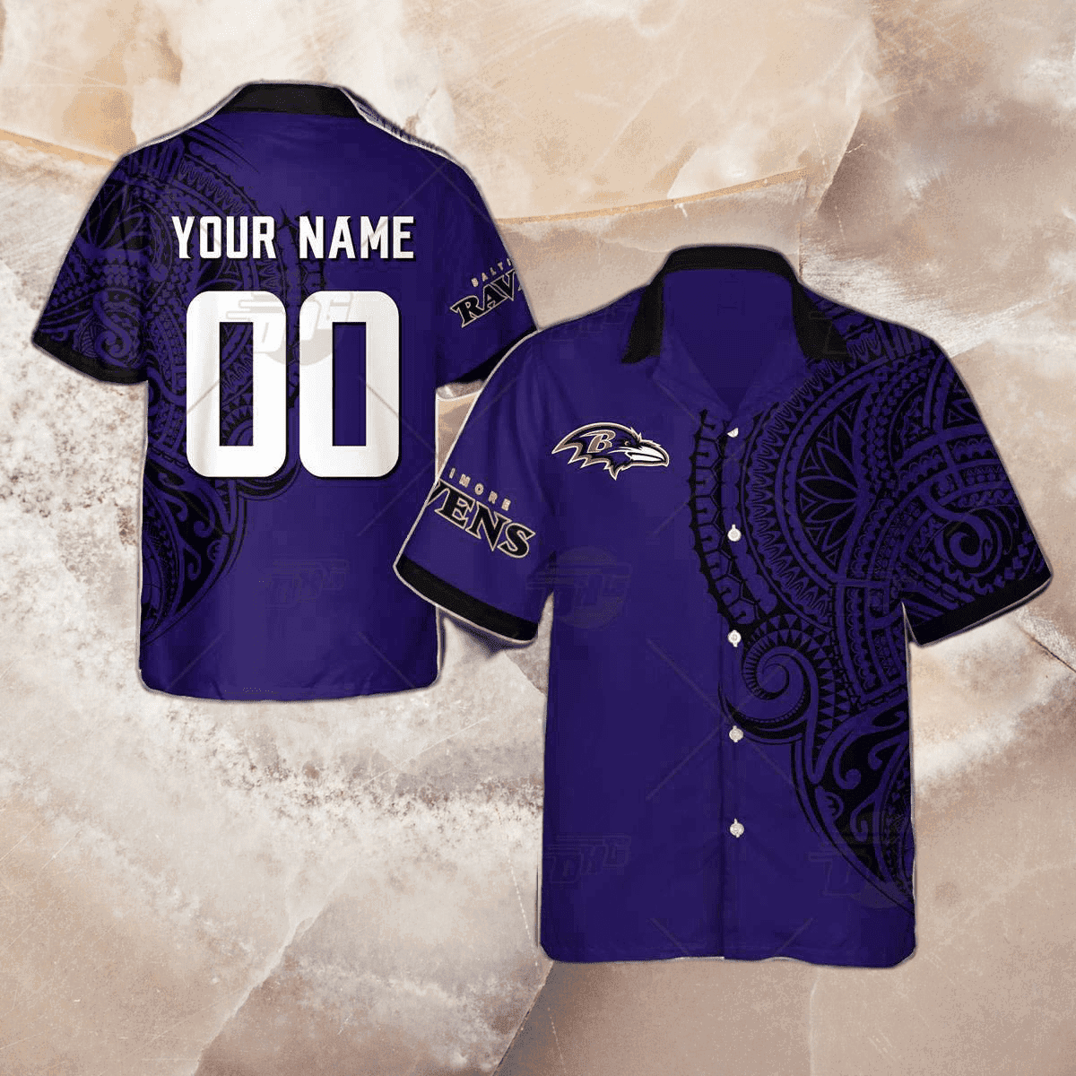 Personalize NFL Baltimore Ravens Polynesian Tattoo Design Hawaiian Shirt Trending HW0601