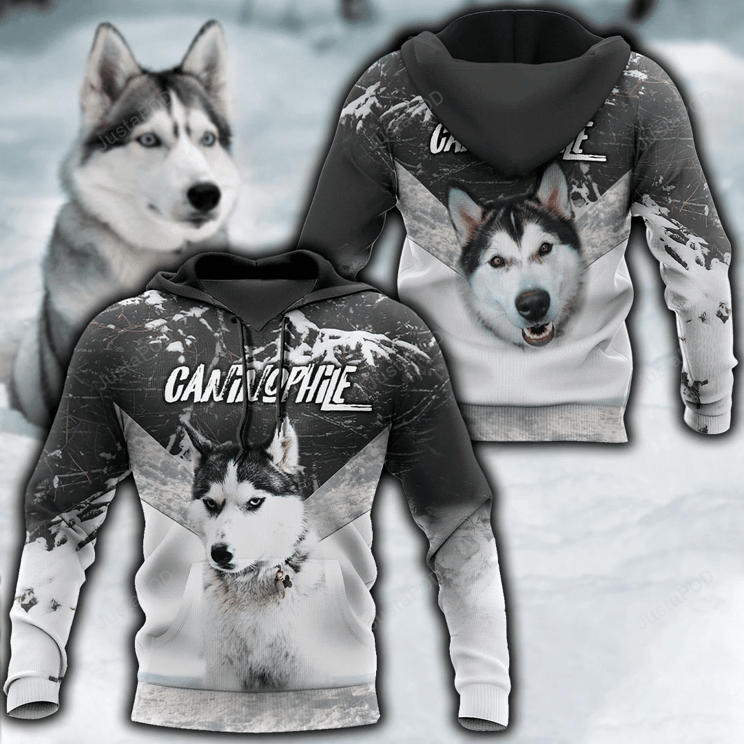 Husky Black And White 3D All Over Print Hoodie, Zip-up Hoodie HZ0501
