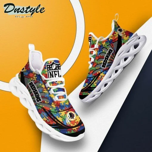 NFL Washington Redskins Custom Name Puzzle Max Soul Shoes Men and Women MS0601