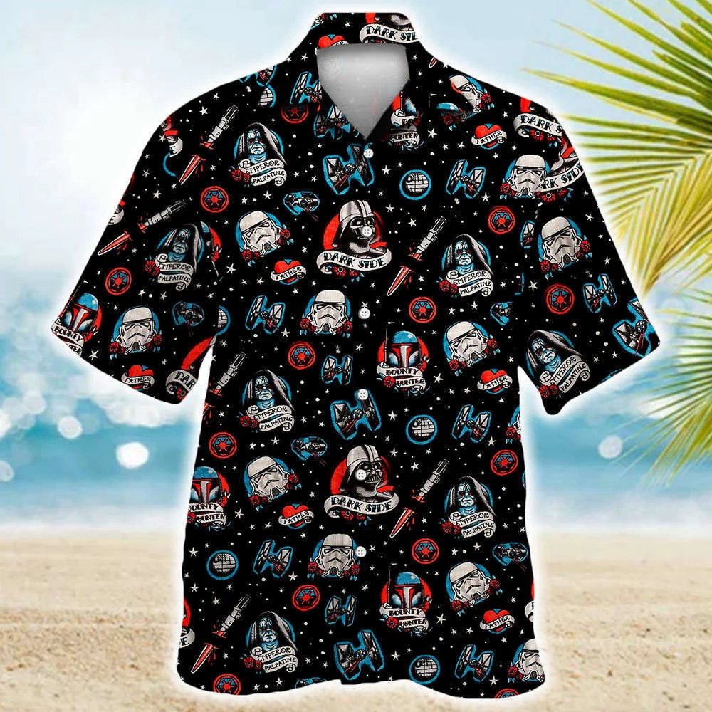 Star Wars Darth Vader Storm Trooper Dark Side Black Hawaiian Shirt Shorts Summer 2023 Hot HW0601
