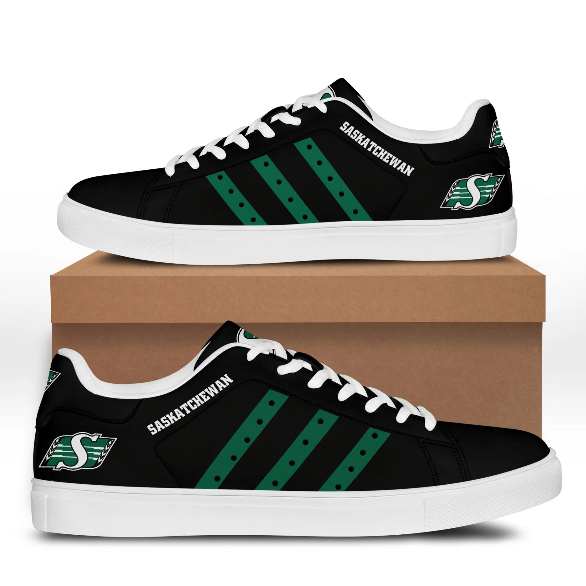 CFL Saskatchewan Roughriders Black Stan Smith Shoes , Trendy Style Sneakers ST0801